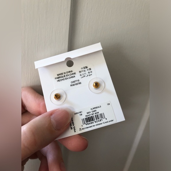 Kate Spade New York Ready, Set, Bow Pave Crystal ROSE GOLD Bow Studded Earrings - Picture 9 of 10